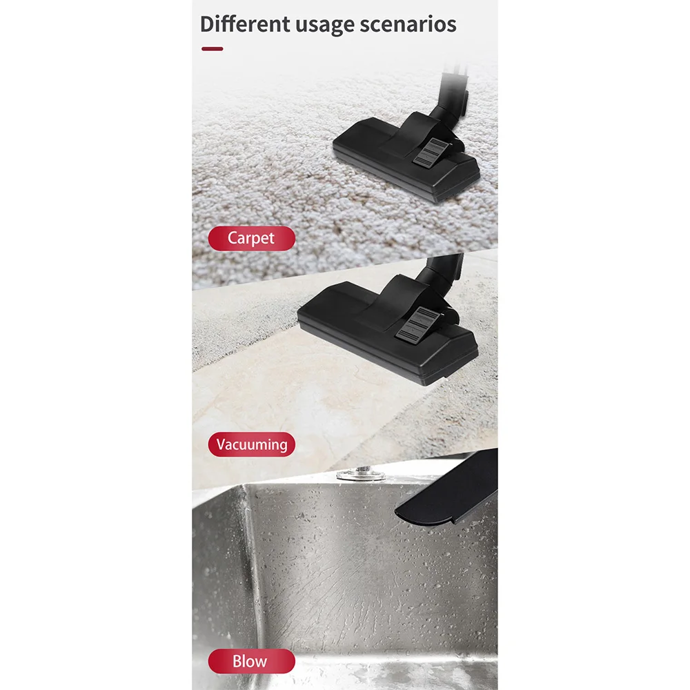 Household High-capacity Vacuum Cleaner Detachable Brush Head with Wheels Suitable for Hard Floors, Carpets, Pet Hair