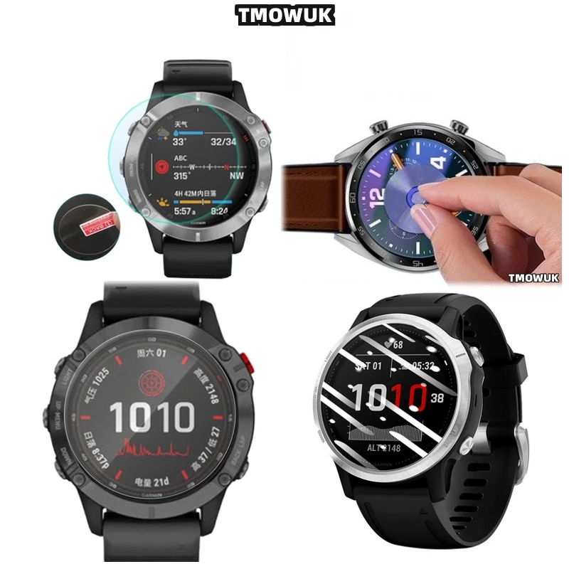 

For Garmin Fenix 6 6S 6X Pro Silver Tempered Glass Screen Protector Smart Watch HD Anti-Scratch 9H Hardness Thick Guard Cover