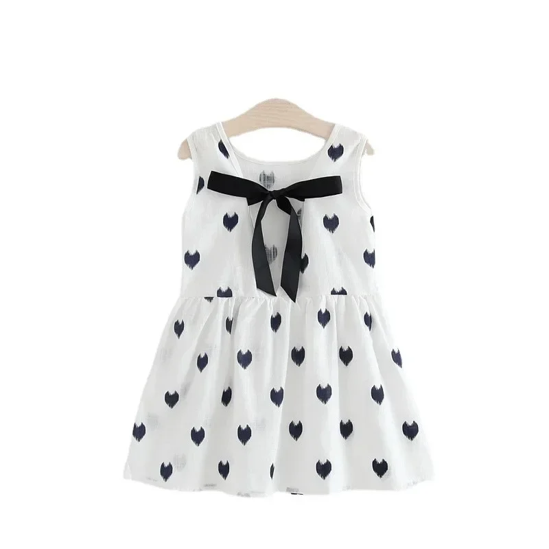 New Baby Girls Sleeveless Flower Print Dresses Clothes Bowknot Kid Summer Princess Dress Children Party Ball Pageant Outfit