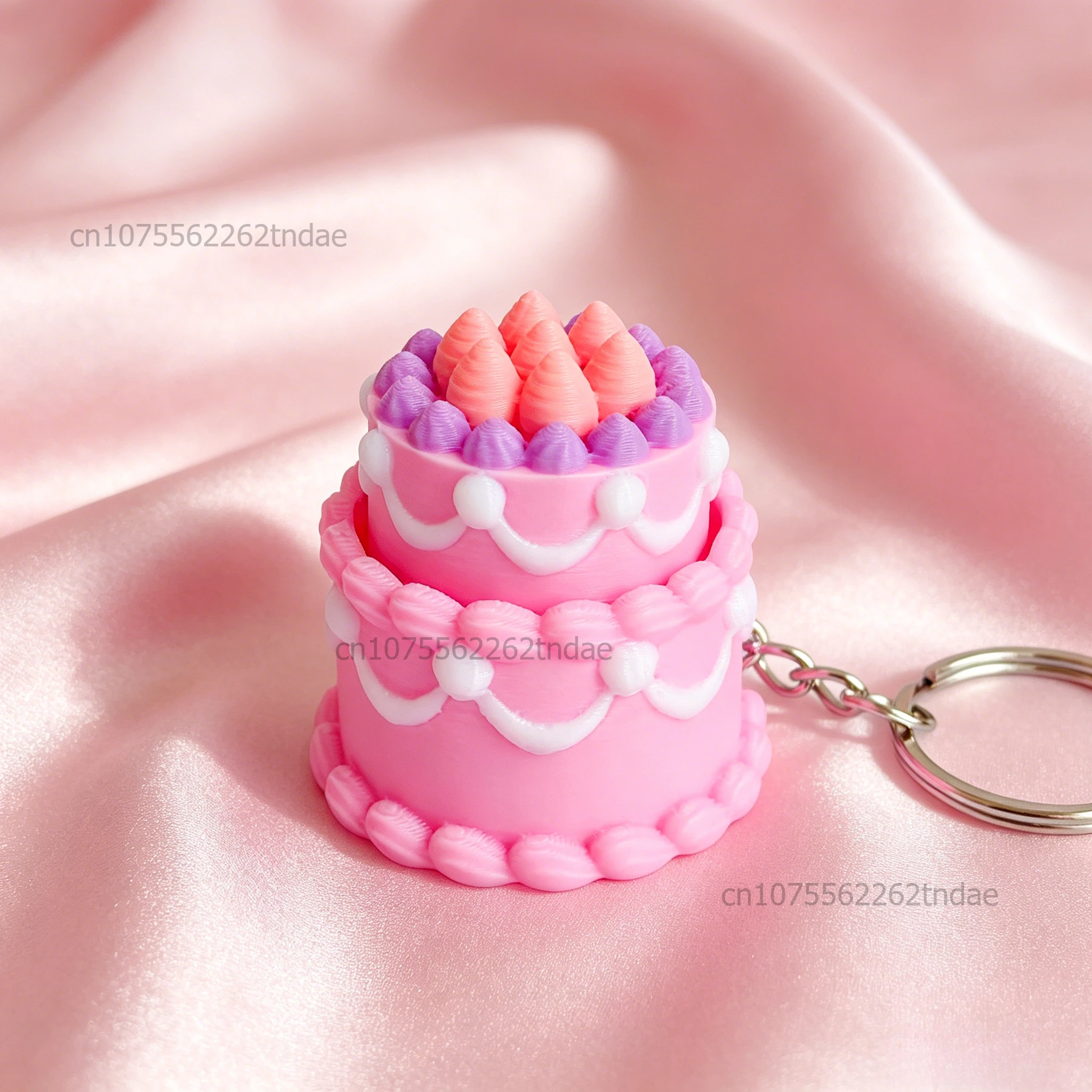 Cake Dessert Shape Keycap Clicker Keychain, 3D Printed