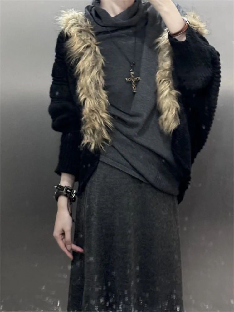 

Harajuku Vintage 2000s Slim Batwing Sleeve Autumn Sweaters Y2k Pure Color Subculture Casual Long Sleeve Pullovers T Shirts Chic