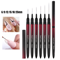 Sweet-Z 6/9/12/15/18/25MM Thin Liner Nail Brush Black Red Rod Detail Stripe Painting Brush Drawing Nail Art Brush Wholesale