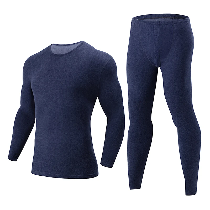4-Piece Men's Warm Suit For Autumn And Winter Solid Color Four-Color Thick Autumn Clothing Long Pants Youth Sports Fashion