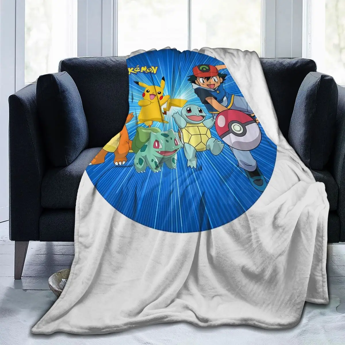 Custom P-Pikachus Cartoon Blanket Warm Fleece Soft Flannel Throw Blankets for Bed Couch Travel Spring Autumn