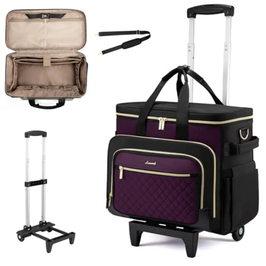 

Rolling Teacher Bag with Detachable Dolly and Laptop Compartment Large Rolling Tote Bag fits for 17.3" Laptop for Teacher Offic