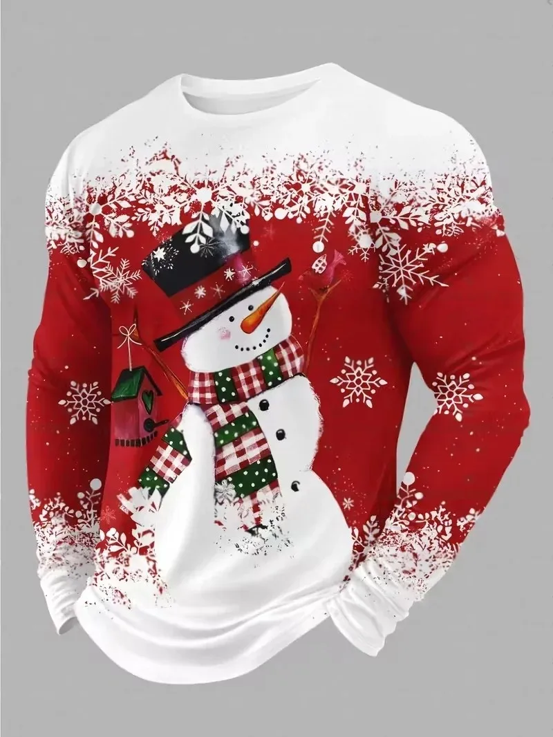 

Men's Fashionable, Casual And Personalized O-Neck 3d Printed Long-Sleeved T-Shirt For Autumn-Winter And Christmas Holidays