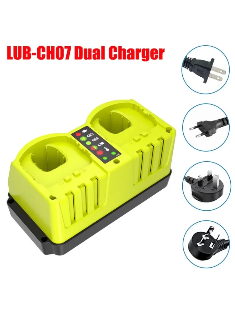 Dual-Ladegerät Schnellladegerät P117 Elektrowerkzeug-Zubehör, kompatibel mit Ryobi 18–20 V Nickel-Batterien, intelligente LED-Anzeigeleuchten