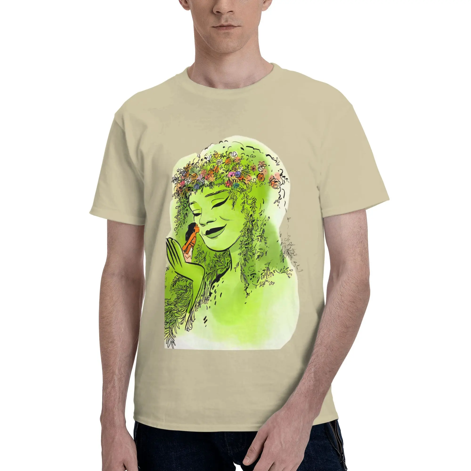 

Streetwear T Shirt Summer Retro Moana and Te Fiti Watercolor Fashion T-Shirts Pure Cotton Tshirt for Adult Y2K Hot Sale Tops