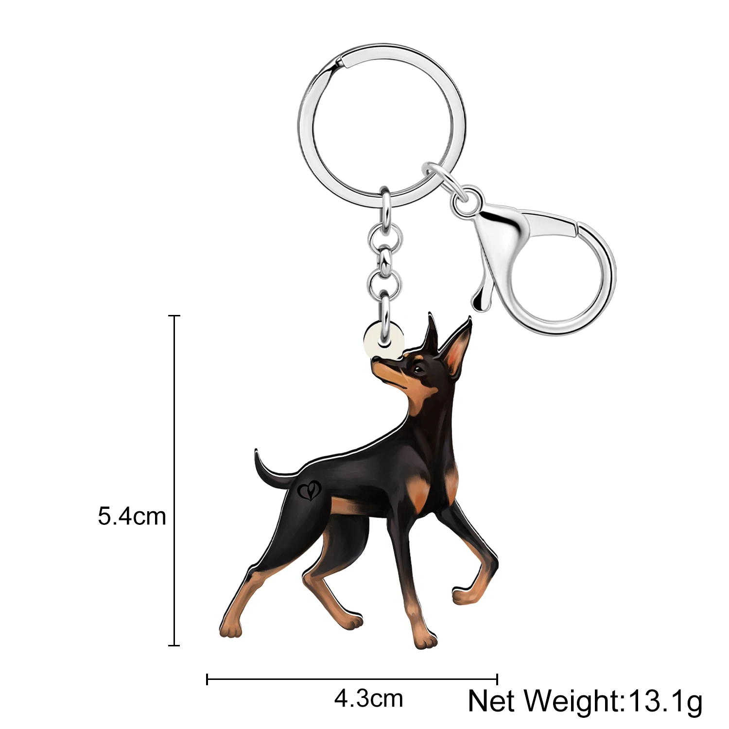 BONSNY Acrylic Novelty Black Dobermann Dog Backpack Car Keychains For Women Kid Charm Pets Puppy Key Ring Gifts