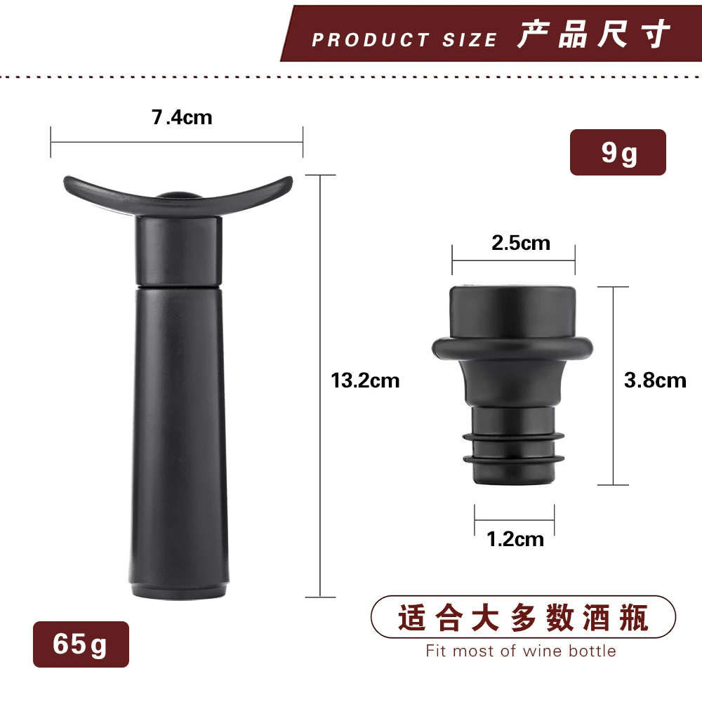 WOTOR Wine Stoppers ABS Plastics Manual Vacuum Pump Wine Saver Reusable Wine Bottle Stopper Sealer Keep Wine Fresh Bar Tools