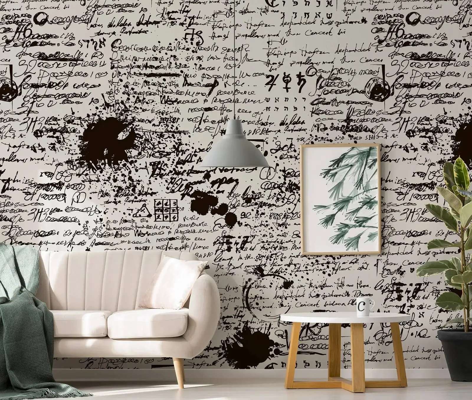 Retro Wallpaper With Imitation Of Handwritten Text, Tradition Unpaste Temporary Wallpaper For Home Decoration,Custom Size/Color