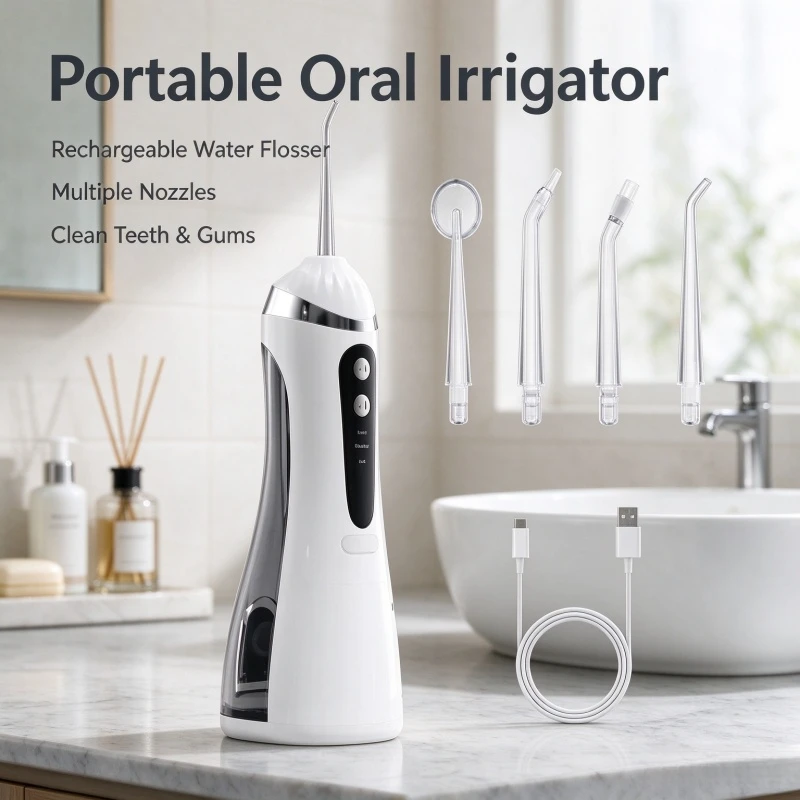 Stocking Stuffers Portable Oral Irrigator, Rechargeable IP65 Waterproof Dental Water Flosser with 3 Cleaning Modes, 200ML Water