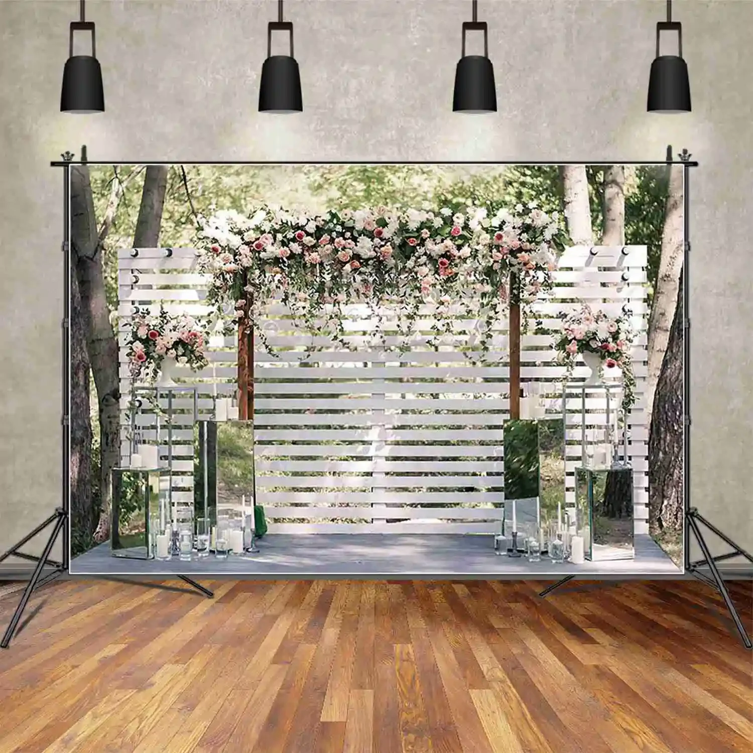 MOON.QG Wedding Party Background Photography Curtain Garden Flower Photocall Backdrop Children Studio Photobooth Accessories