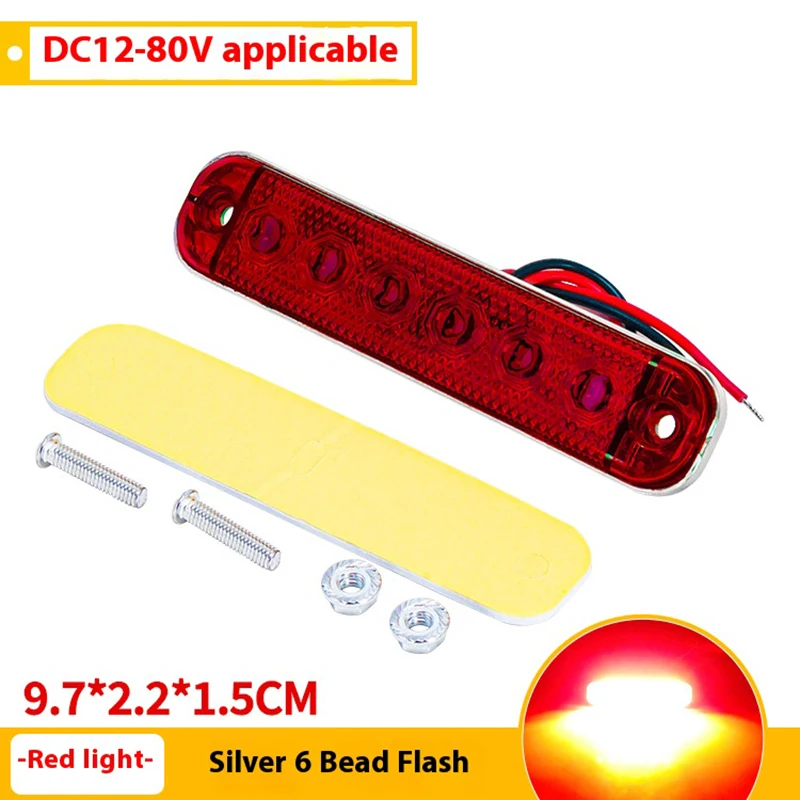 2PCS 12V 24V 6LED  Strobe warning light Signal light Front Rear Side Marker Light Trailer Van Motorcycle Turn Signa