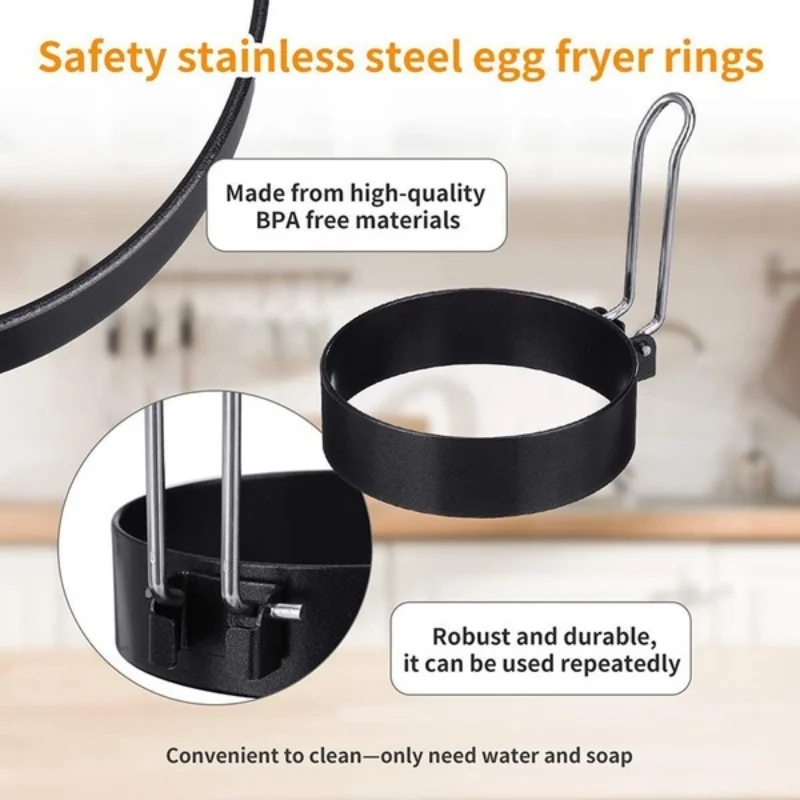 1pcs Egg Griddle DIY Creative Thickened Baking Omelette Mold Foldable Handle Breakfast Egg Shape Maker Household Kitchen Tool