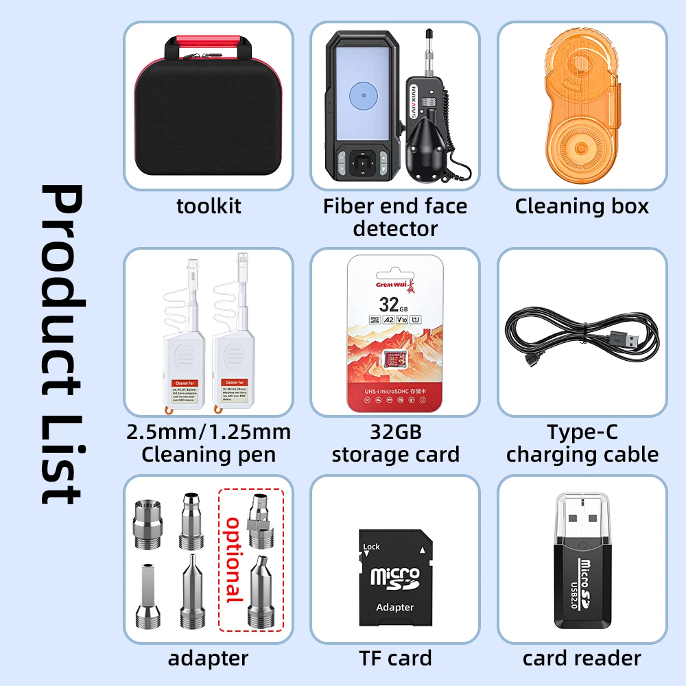 SAIVXIAN, a portable tester with optical fiber end face, 4.5-inch high-definition large screen, real-time data transmission.