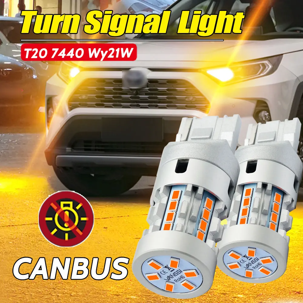 2Pcs 7440 7440NA Wy21w Canbus Error Free LED Bulb Amber Yellow