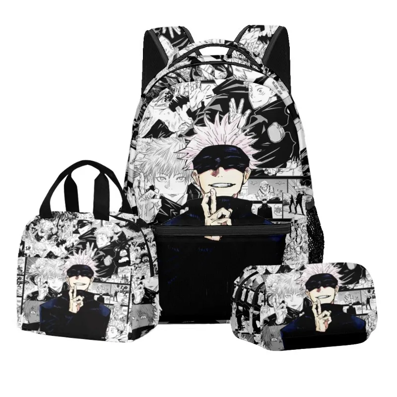 

Jujutsu Kaisen Anime Digital Print School Set Large Capacity Backpack Lunch Bag 2-Layer Pencil Case 3-Piece Holiday Gifts