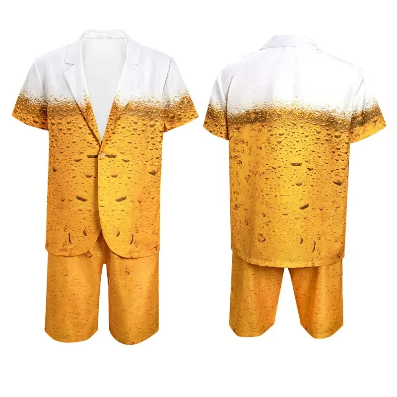 2023 Men Oktoberfest Costume Beer Costume Cos Traditional Bavarian Beer Male Shirt Set Cosplay Halloween Festival Party Outfit