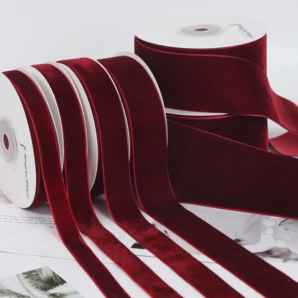 5 Yards/Rolle Samtband 6/10/15/20/25/40 mm einseitiges Geschenkverpackungsband DIY handgefertigte Velourbänder Schleife Blumenstrauß