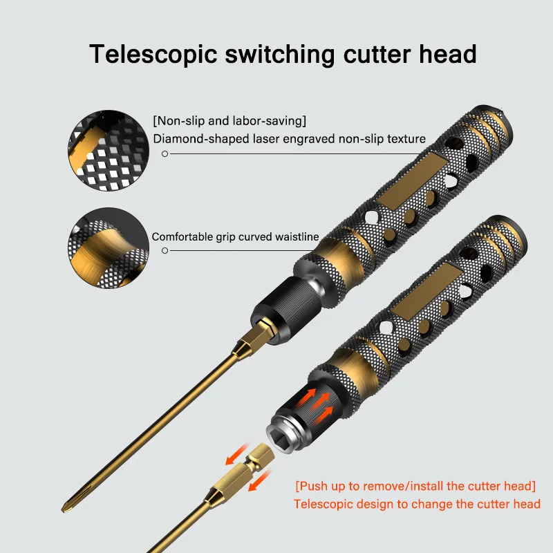 4 in 1 Hex Screwdriver Set 1.5mm 2.0mm 2.5mm 3.0mm Metal Steel Hexagonal Repair Tool Kit for RC Model Car Boat Aircraft Part