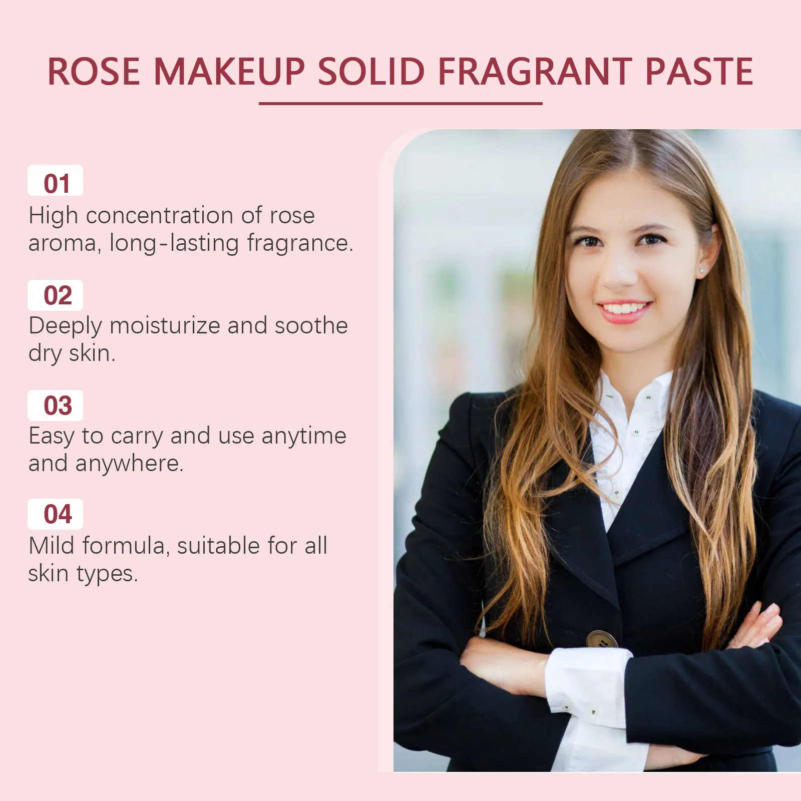 ROXELIS 로즈 페이스트 바디 밤 솔리드 밤 세트, 휴대용 포켓 향수, 여행용 향수, 여성용 퍼퓸