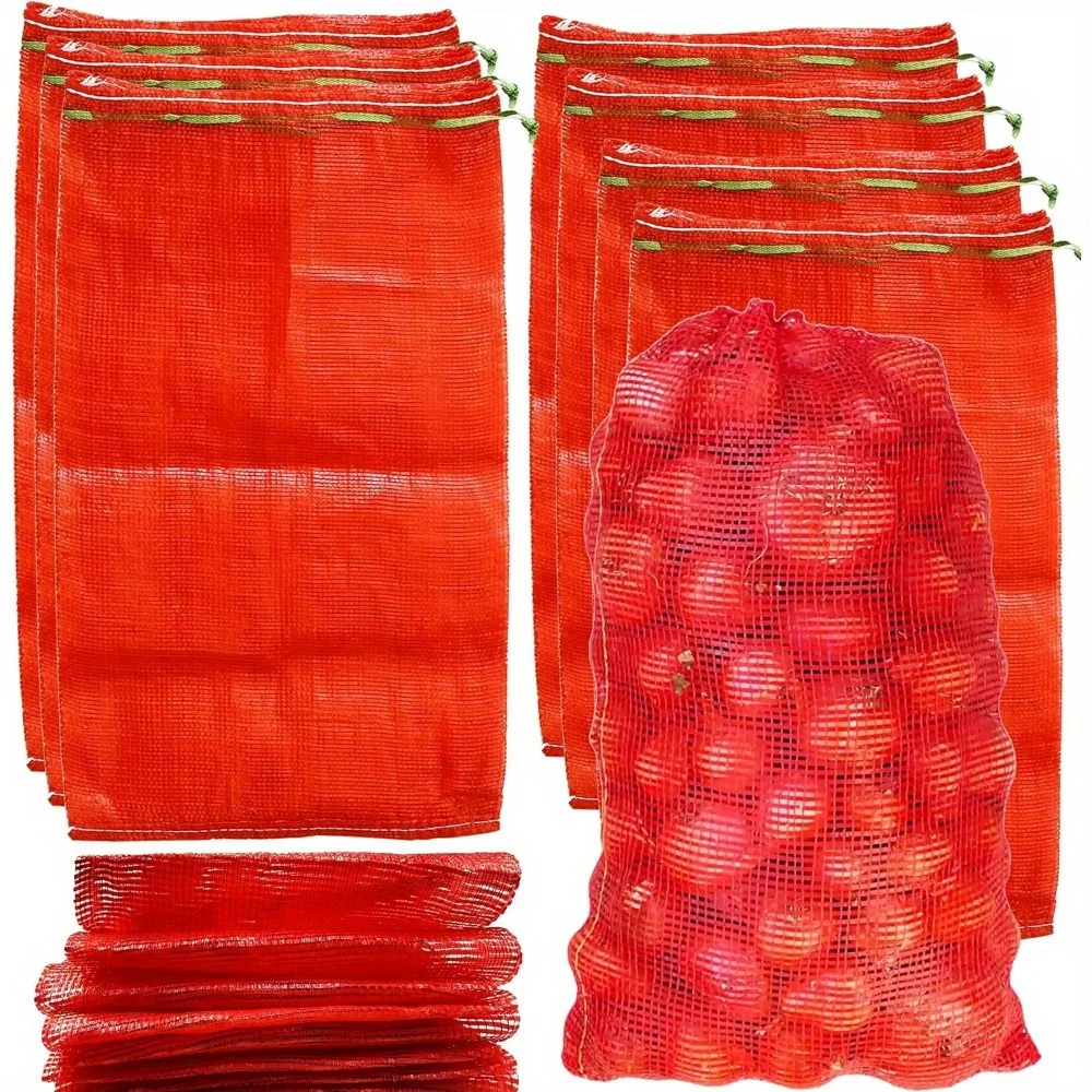 A Set of 24 Mesh Bags, Measuring 50.8 Cm X 35.56 Cm, Designed Specifically for Storing Fresh Vegetables, Onions, Potatoes,