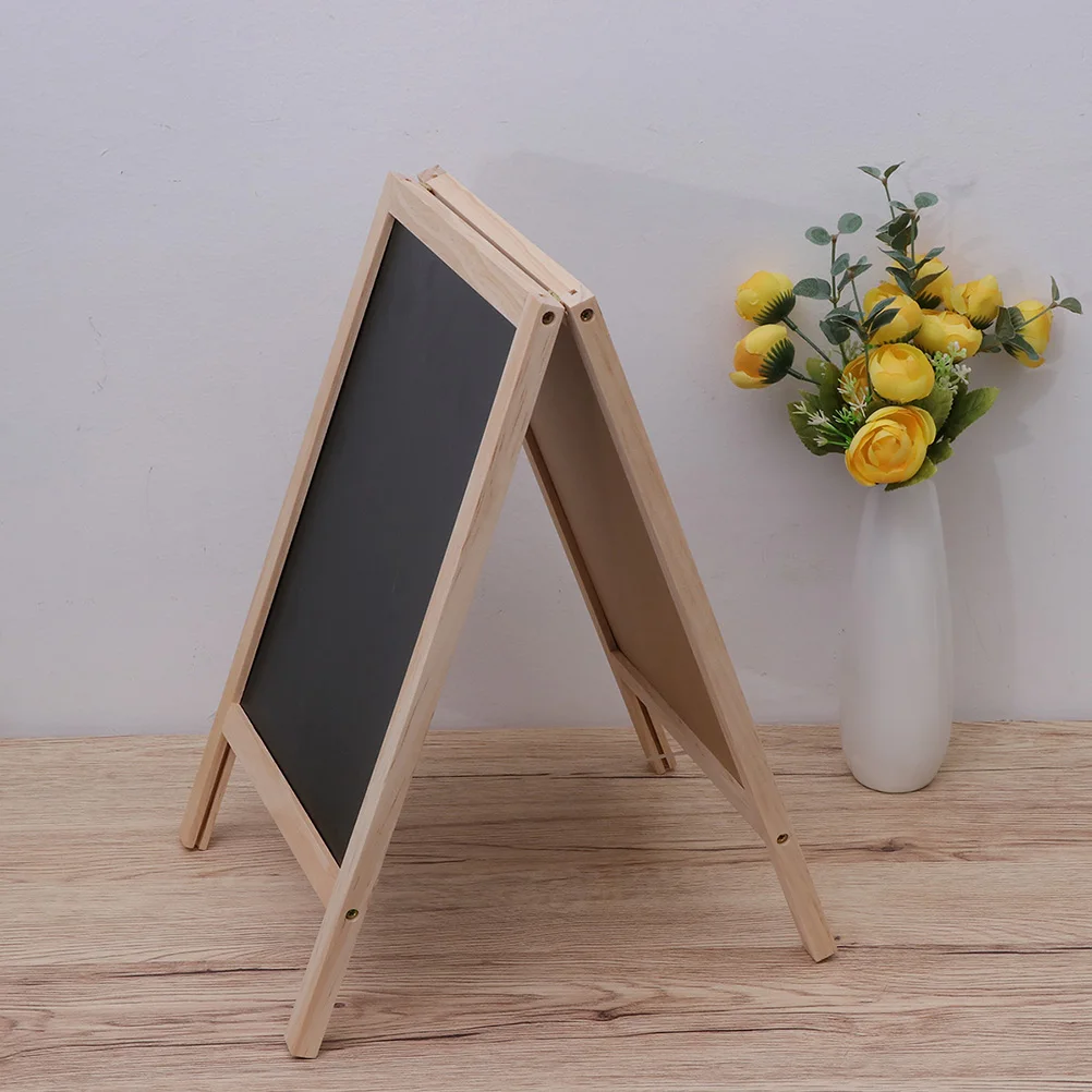 

Blackboard Easel Stand Whiteboard Wood Freestanding Decorative Kids Chalkboard Signs Tags Message Board Bar Counter Advertising