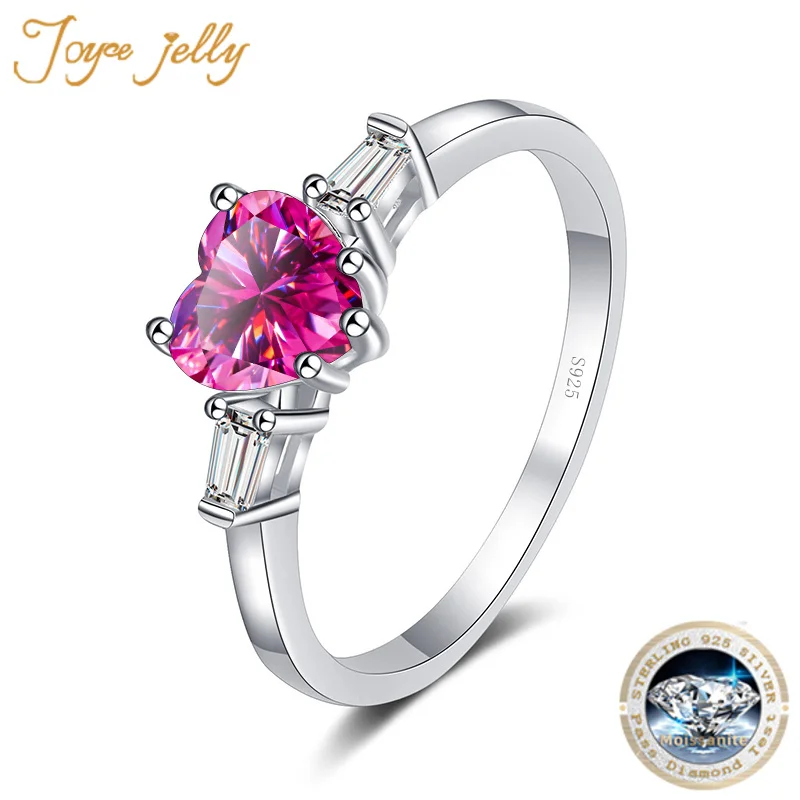 JoyceJelly 7MM 1.2CT Heart Cut Moissanite Diamond Rings Sterling Silver 925 Jewelry Women's Anniversary Gift Luxury Wedding Ring