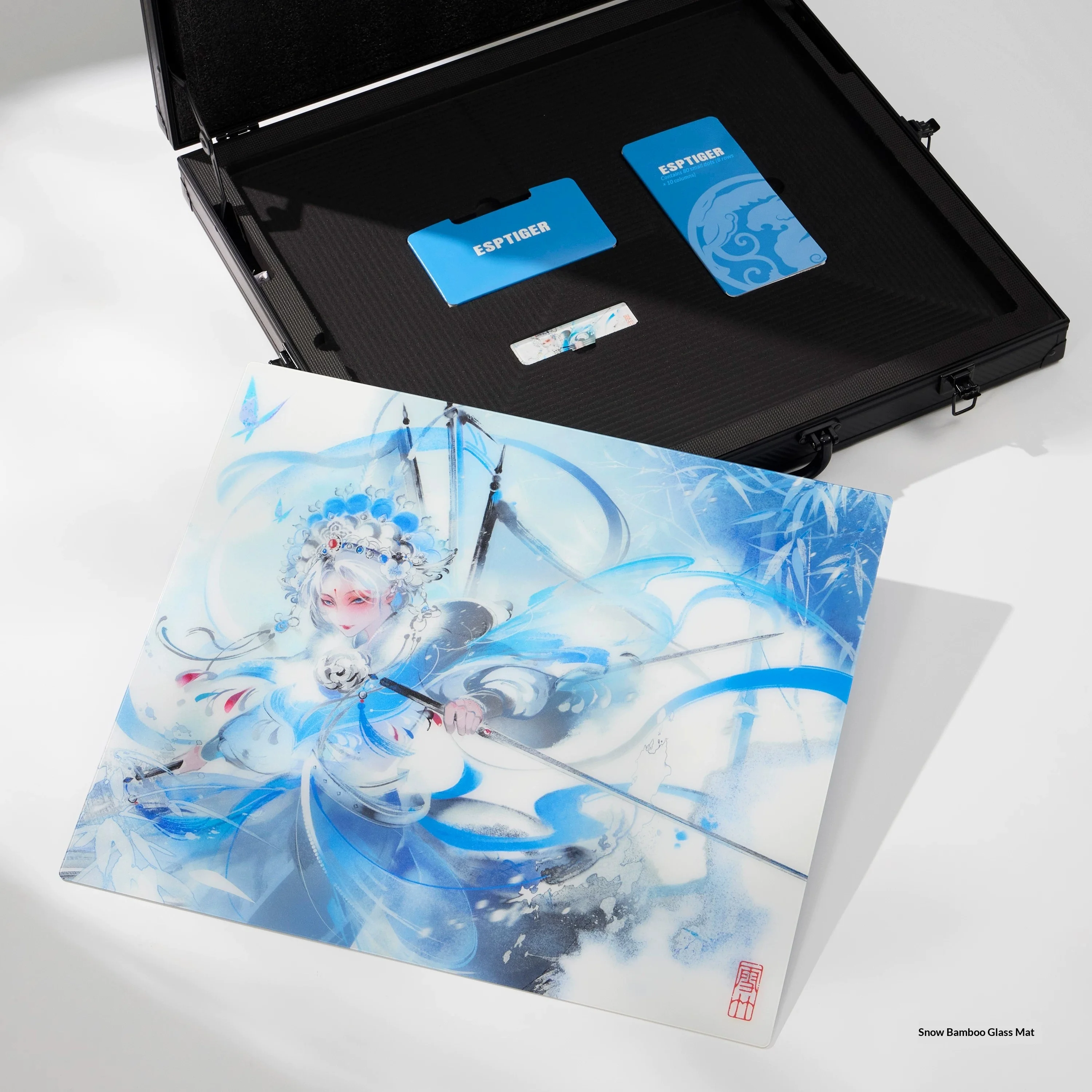 ESPTIGER Snow Bamboo Orchid Ultra Thin Micro Etched Tempered Glass Mouse Pad FPS Gaming Mat For Apex Legends Delta Force