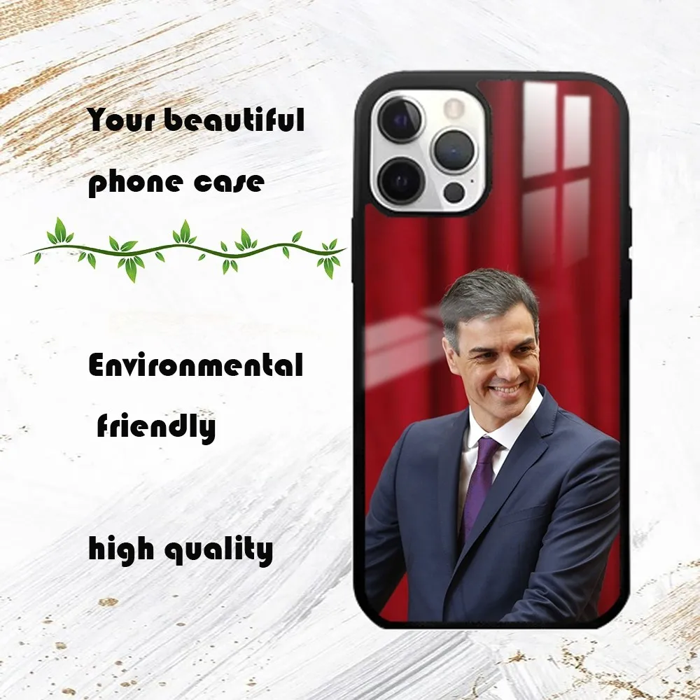 Spanish Pedro Sanchez Phone Case For iPhone 16 15 14 13 12 11 Pro Max Plus Mini PC Fashion mirror phone case