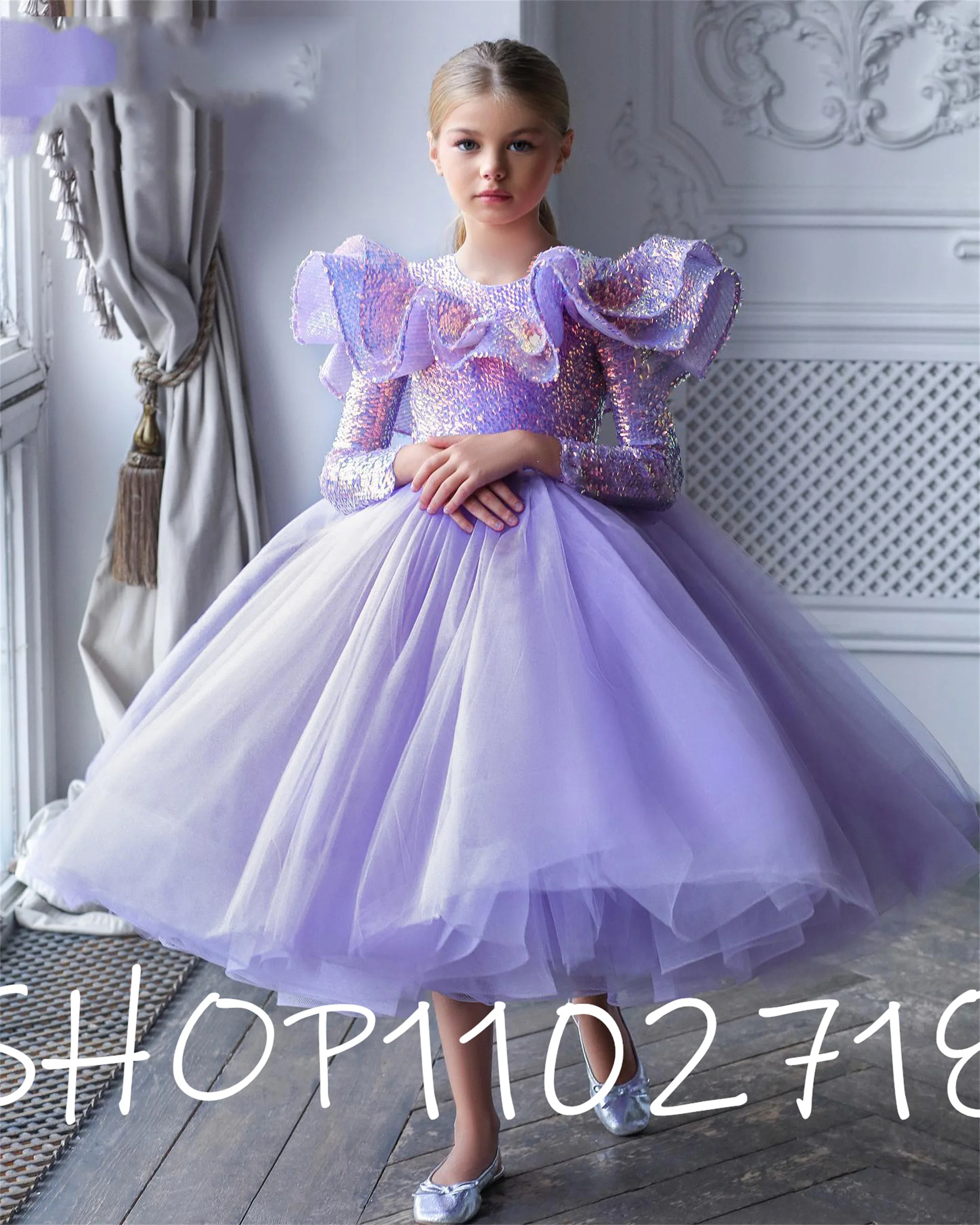 Puffy glitter Blumen mädchen Kleid kurze Prinzessin Kleid Donot Tüll knielangen Mädchen Party kleid Baby Mädchen Kleid Weihnachts geschenk