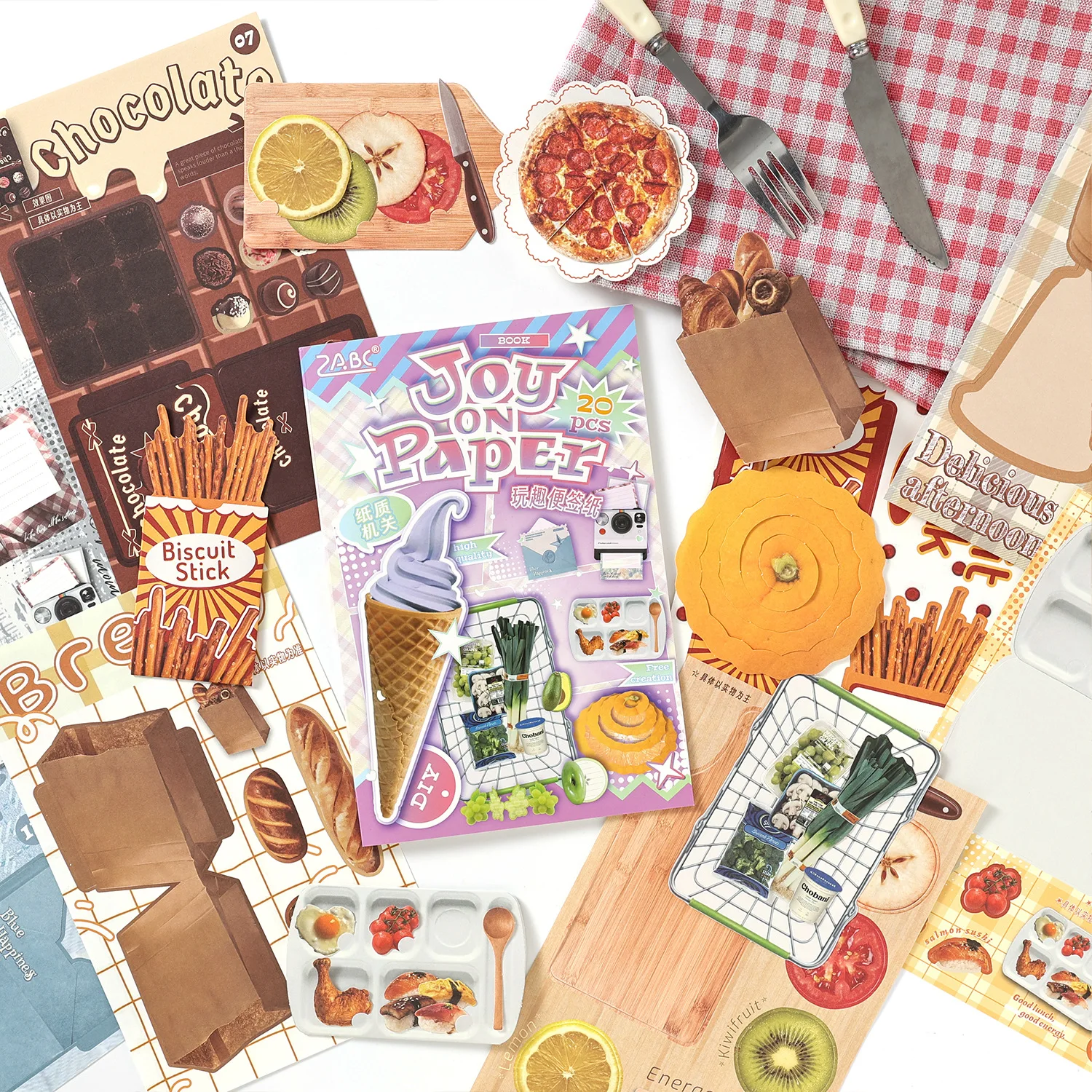 20 sheets Assorted Life Themed Memo Paper, Fun DIY Decorative Paper for Handcraft Journal Making