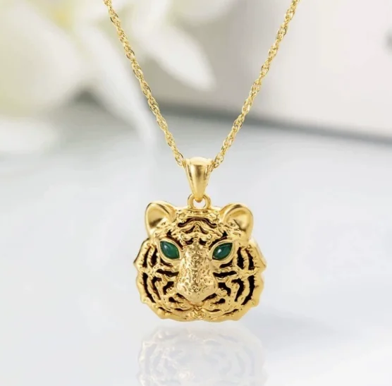 

Подвески в виде тигра из настоящего золота 18 карат, подвеска из черного агата au750, золотая голова тигра