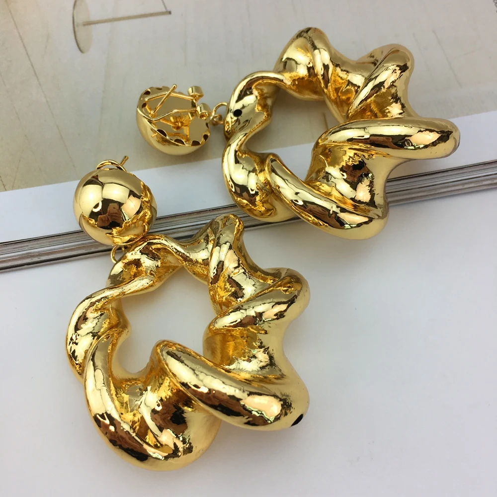 مجموعة مجوهرات مطلية بالذهب للنساء ، قلادة دائرة كبيرة ، قلادة لحفل الزفاف ، زوجة حبيبة ، هدية فتاة ، دبي ، 18 قيراط