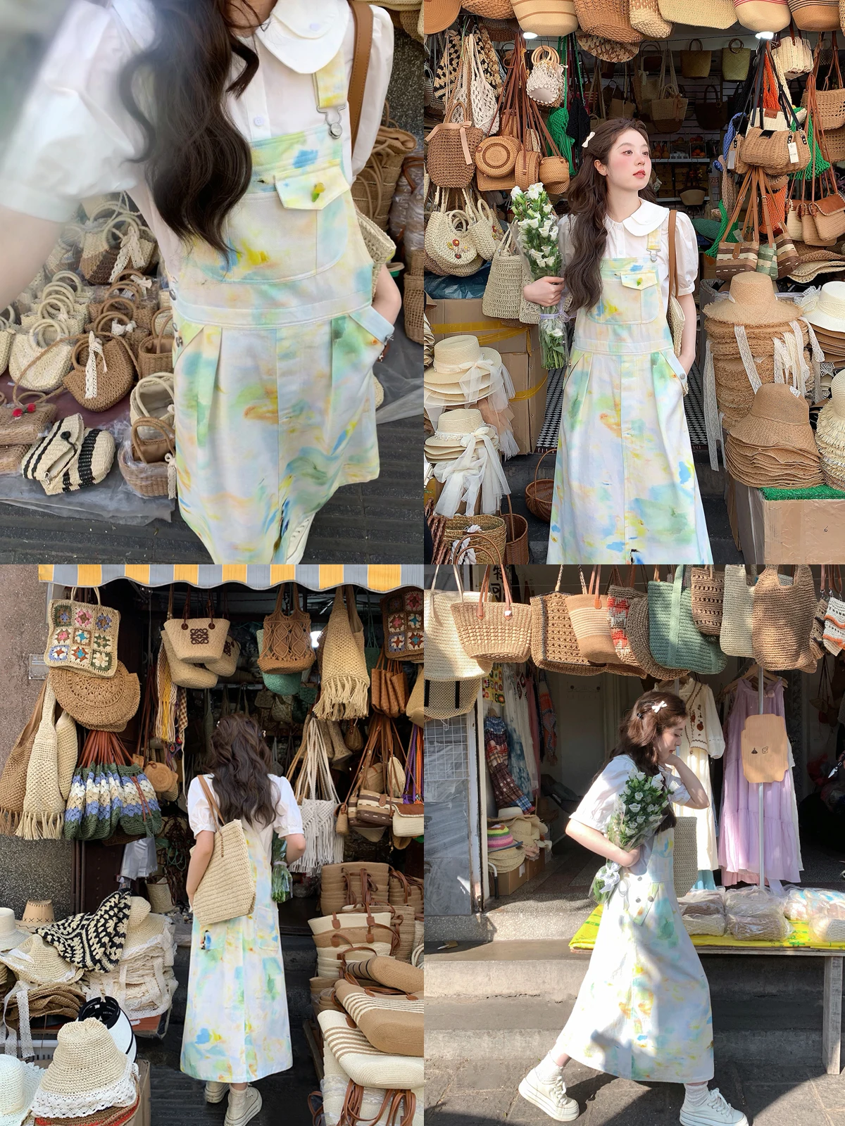 

Gradient A-Line Dress with Shoulder Straps Casual Style Women's plus Size Summer Dress Casual Cotton Blend One-Shoulder