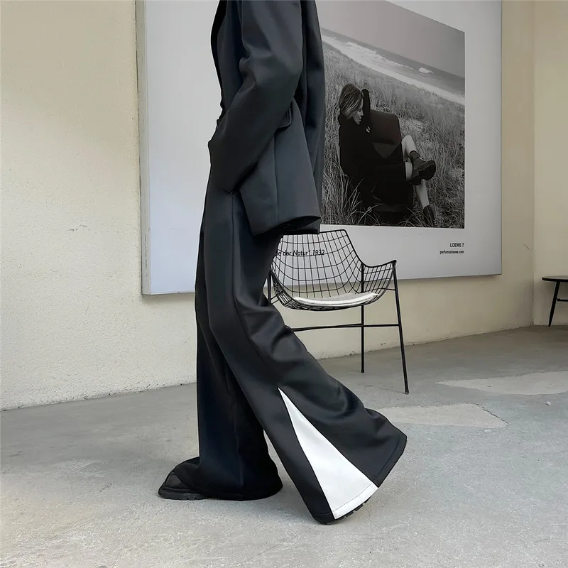 2023Fashion Men Bell-bottom Casual Trousers Pants Flare Vintage Male Streetwear Net Celebrity Long Stage Costume