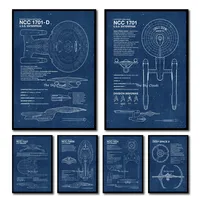 Spaceship Blueprint Star Trek Postres HD Canvas Print Poster Classic Simple Wall Art Home Living Room Bedroom Decor Painting