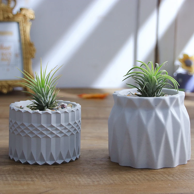 Epoxy Resin Cement Concrete Silicone Mold Succulent Flower Pot Vase Pen Holder Storage Tank Mirror Plaster Mold Home Decoration