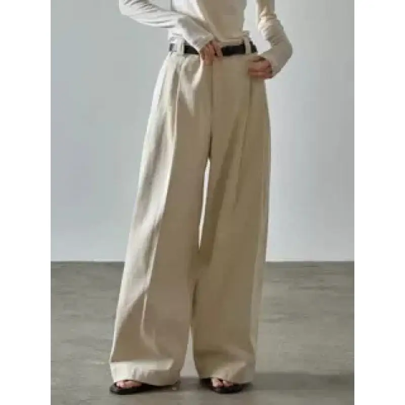 

Maxdutti Woman Clothes Minimalist Pleated Wide Leg Pants Fashion Vintage High Waist Loose Women's Pants And Trousers 2026