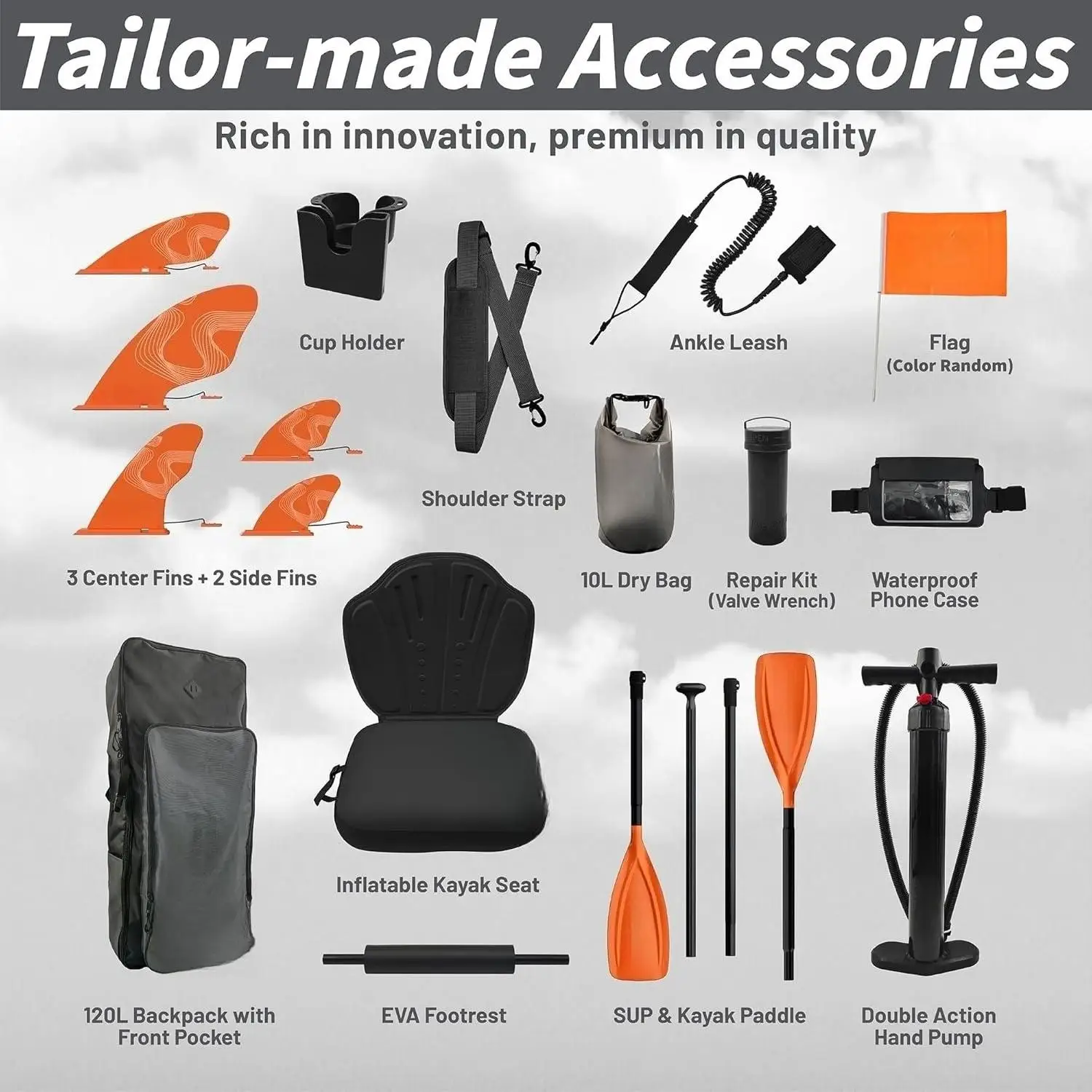 Tabla de remo inflable de pie de plomo de 11' x 33" / 12' × 35" - Kit de tabla de SUP premium - Tabla de remo ultraestable para adultos y jóvenes