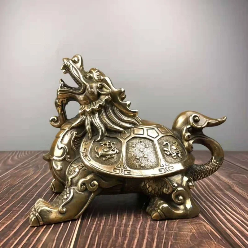 

Pure Copper Dragon Turtle Four Sacred Beasts Turtle Antique Gossip Small Water Turtle Shou Character Ingot Turtle Large Auspicio