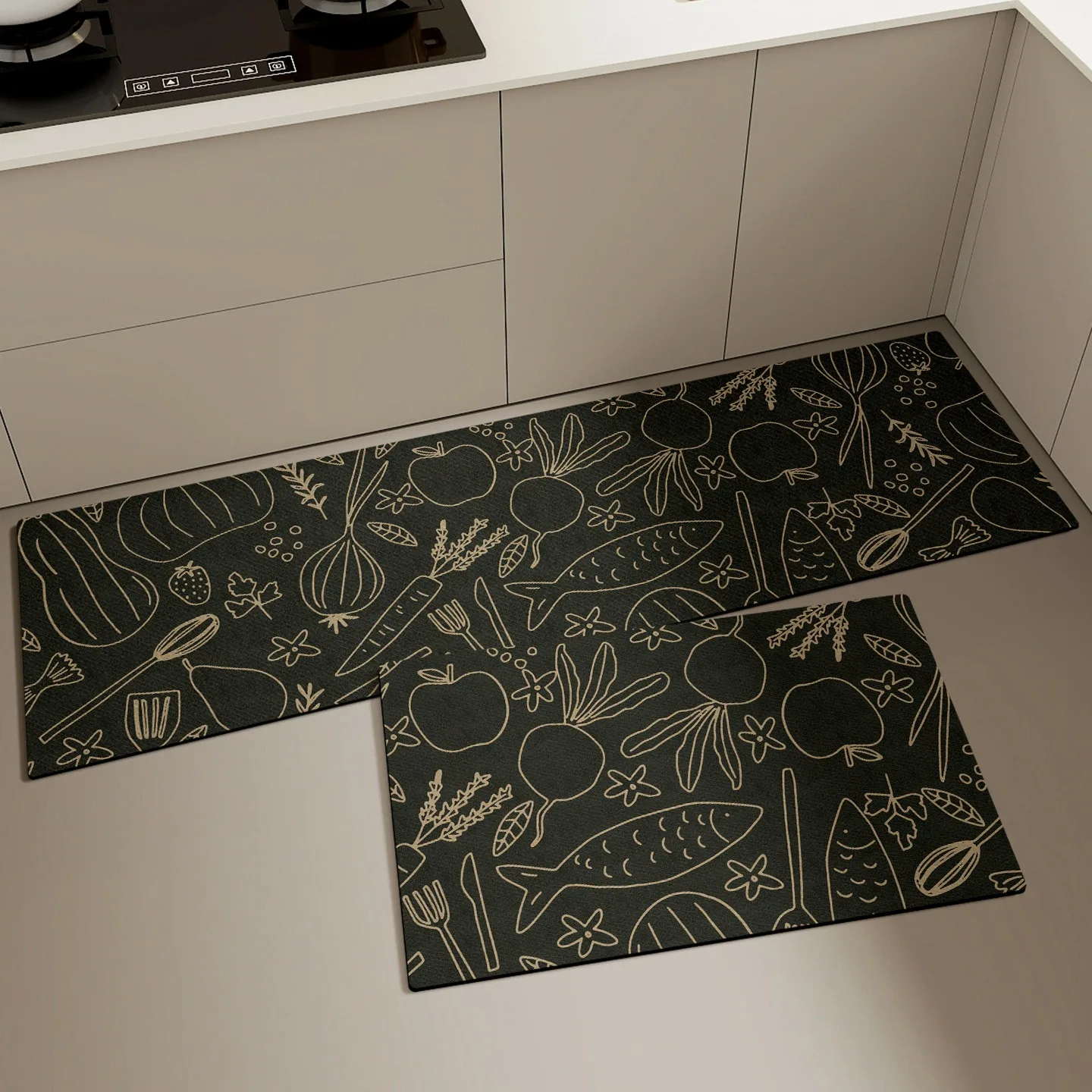 

Non-slip Kitchen Carpet Anti-slip Long Strip Runner Rugs Waterproof Oil-proof Dirt-resistant Washable PVC Leather Floor Mats 카펫