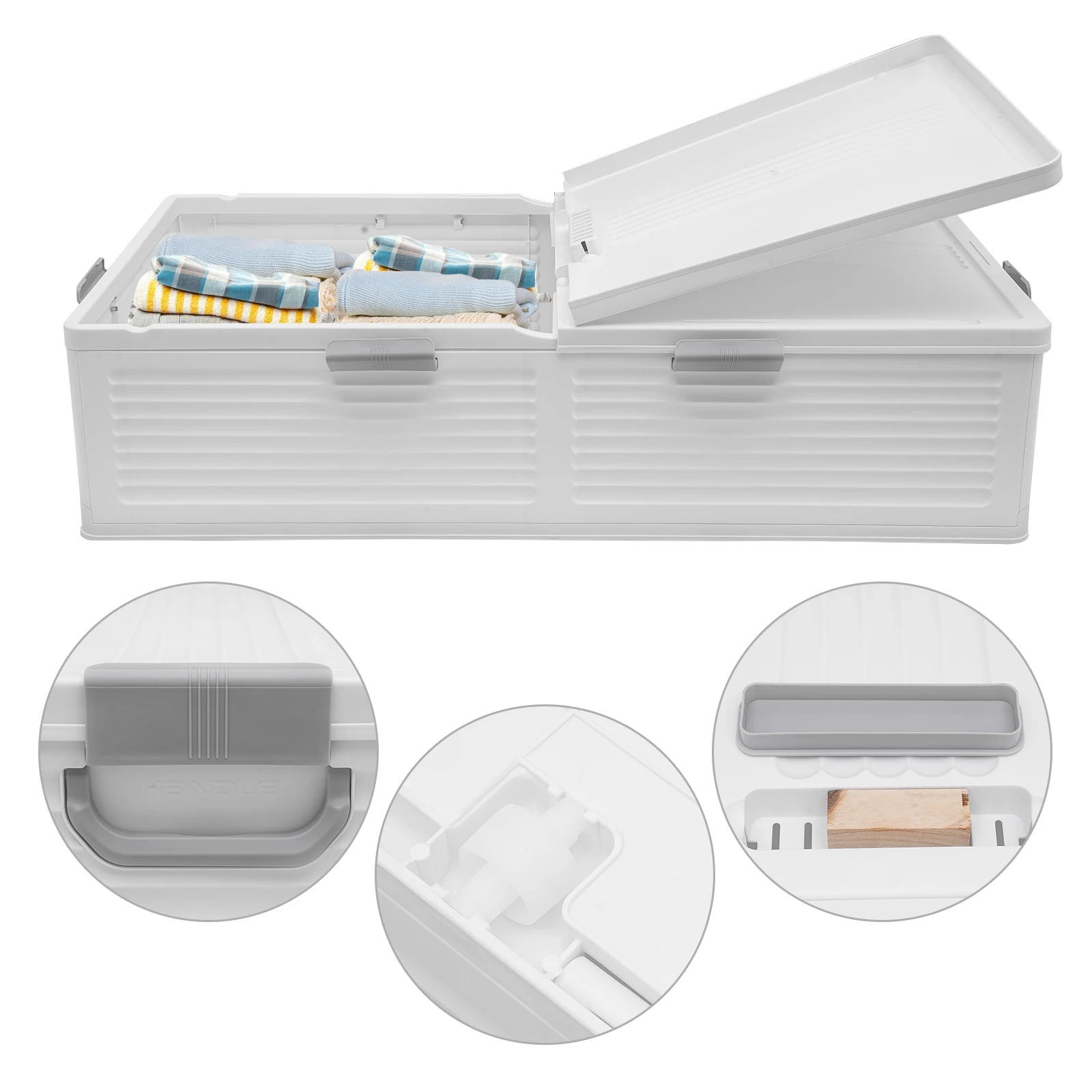 Boîte de rangement pliable extra grande capacité 39,7*20,2*9,4 pouces en PP, matériau durable, gain de place, organisateur de vêtements, couettes, jouets, meubles pour la maison