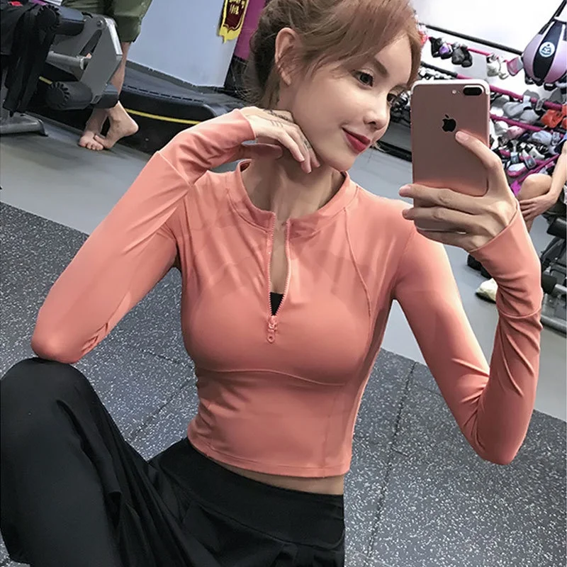 

Internet Celebrity Slimming Sports Top Quick-Drying Breathable Yoga Clothes Half Zipper Fitness Running T-Shirt