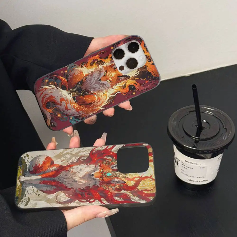 Cartoon Animal Fox Phone Case For IPhone 17 16 15 14 13 12 11 Pro Max Plus Corrugated Bumper Back Cover Shell