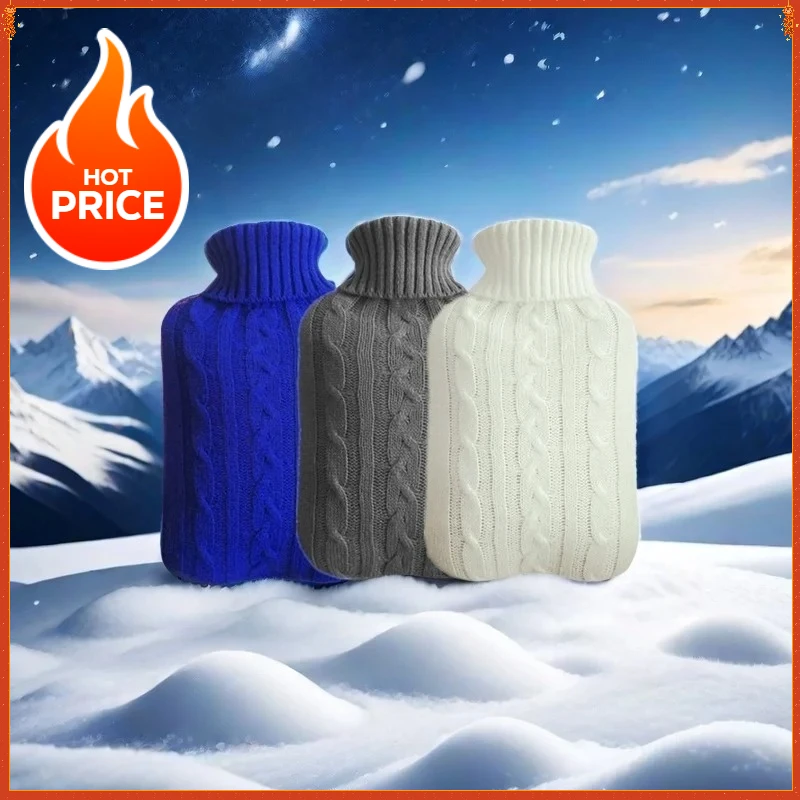 New Cozy Waffle Knit Fabric Hot Water Bottle Cover, Decorative Knitted Sleeve for Standard Hot Water Bottles