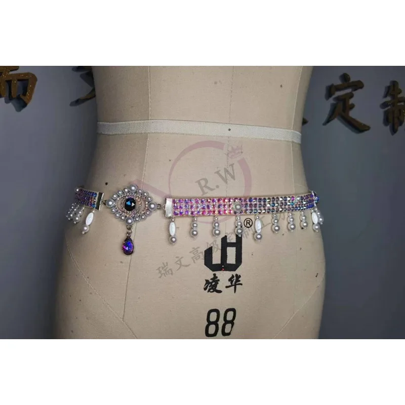 Customized Belly Dance Belt Oriental Dance Waist Chain Hip Chain Full K9 Diamond Waist Chain Accessories Performance Item YL01