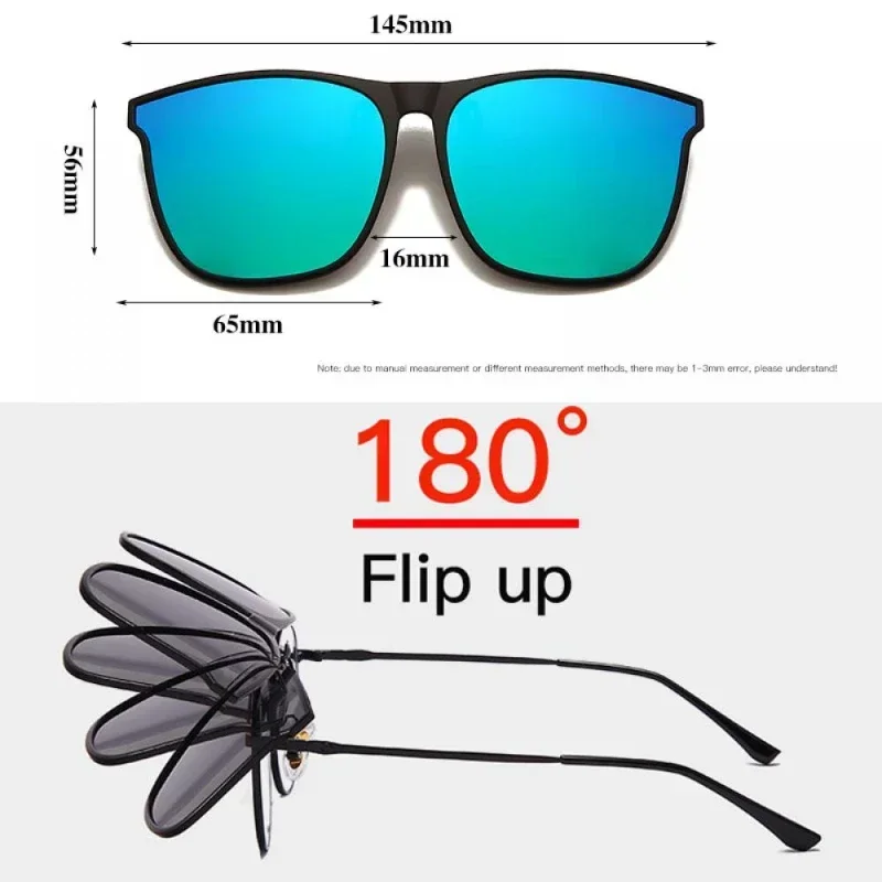 Men Women Outdoor UV400 Sunglasses Clips Trendy Ultralight Square Clip-on Sun Glasses Retro Night Vision Polarized Goggles