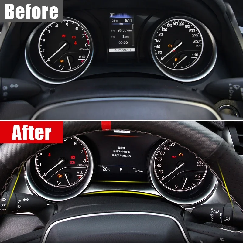 Car Accessories For Toyota Camry Xv70 2018-2022 2023 Stainless Decoration Dashboard Display Meter Cover Trims Stickers Adornment